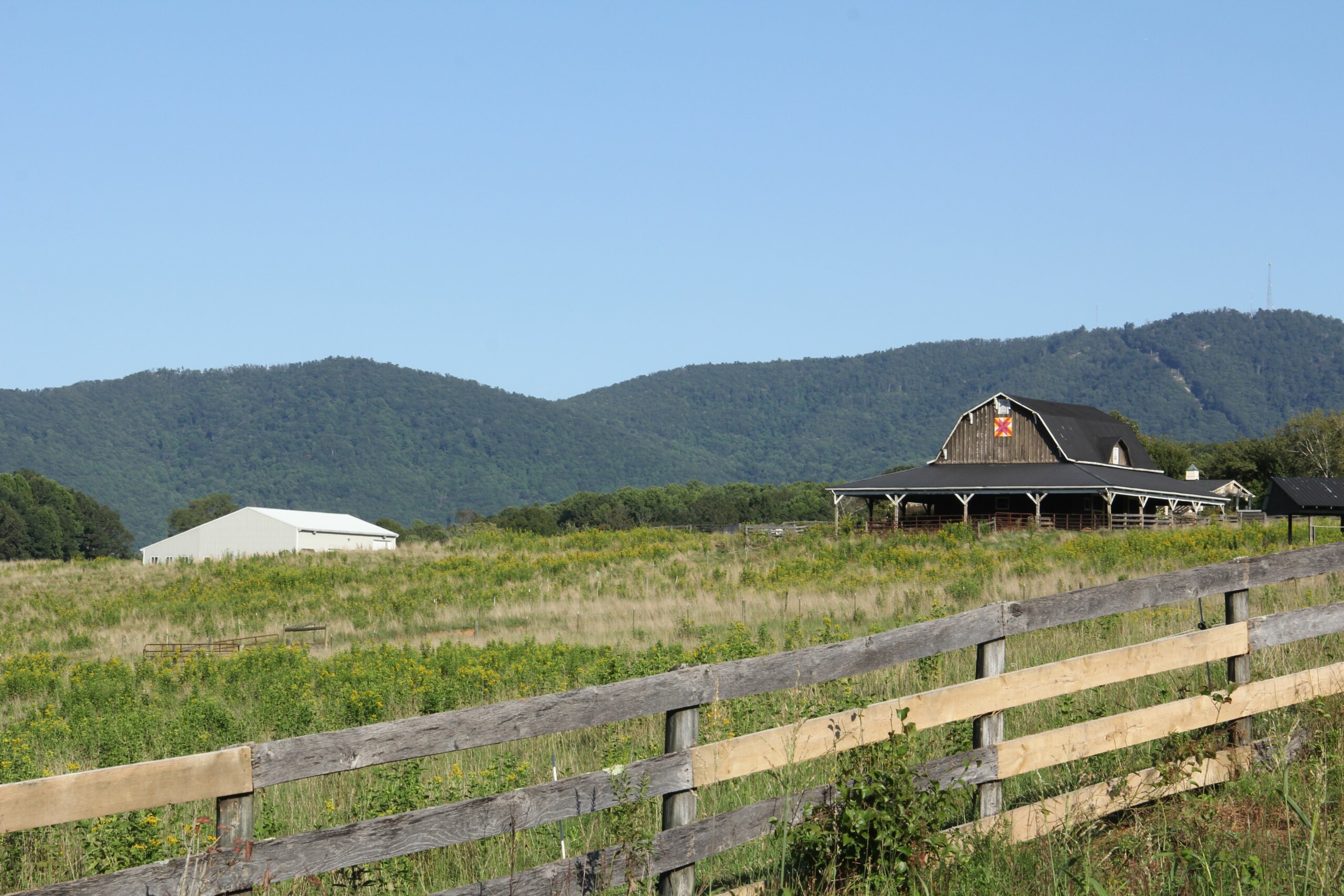 Farm with Barn and Mountain Overlooking