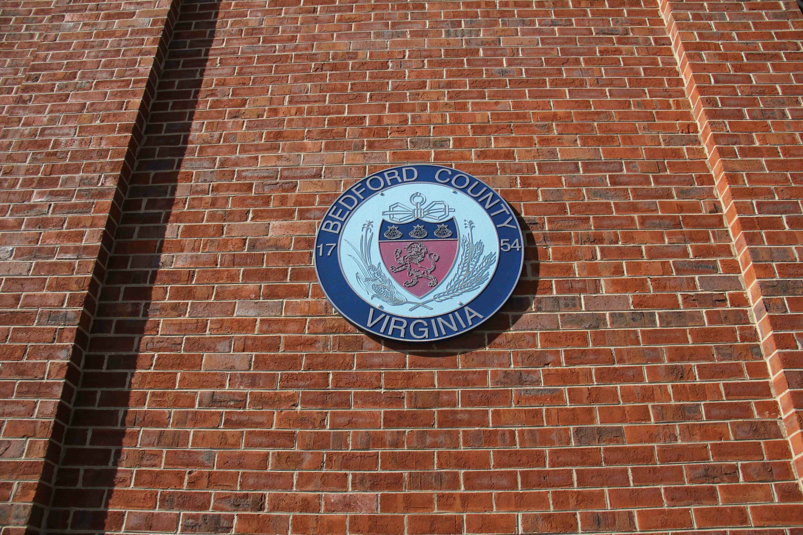 Bedford County Seal on side of Building